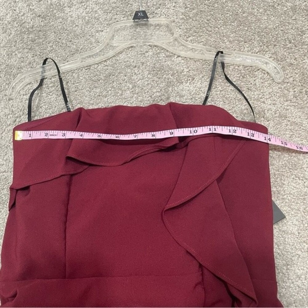 NWT Lulu’s Valerie Burgundy Ruffled Strapless Maxi Dress Size S - Picture 9 of 12